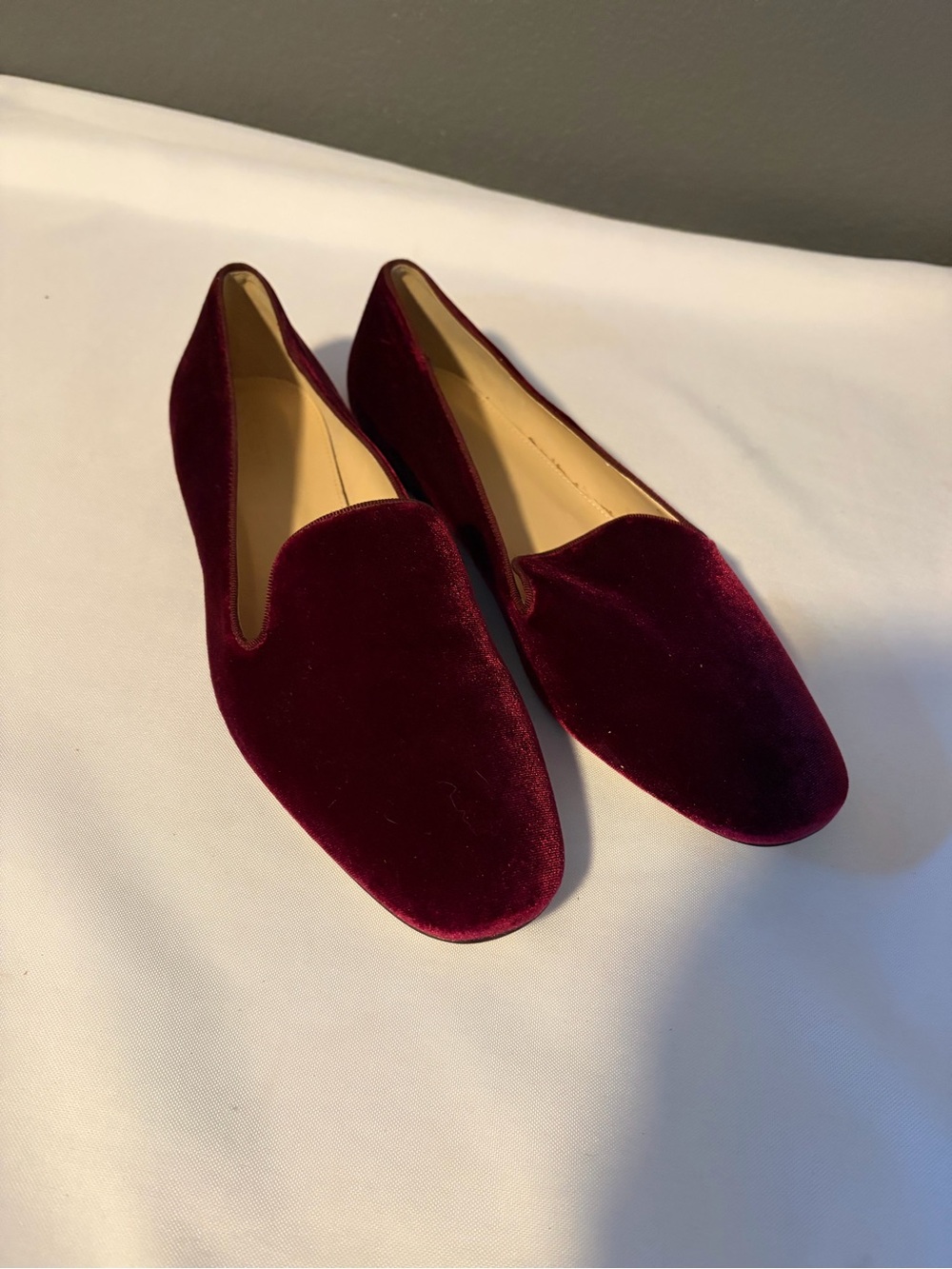 NWT J. Crew Wine Velvet Slip-On Loafers